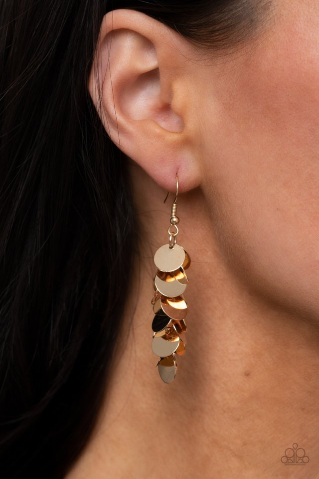 Hear Me Shimmer - Gold - Paparazzi Earring Image
