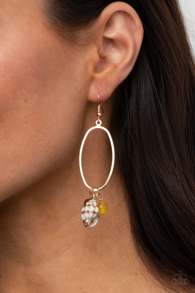 Golden Grotto - Yellow - Paparazzi Earring Image