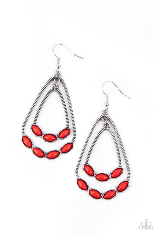 Summer Staycation - Red - Paparazzi Earring Image