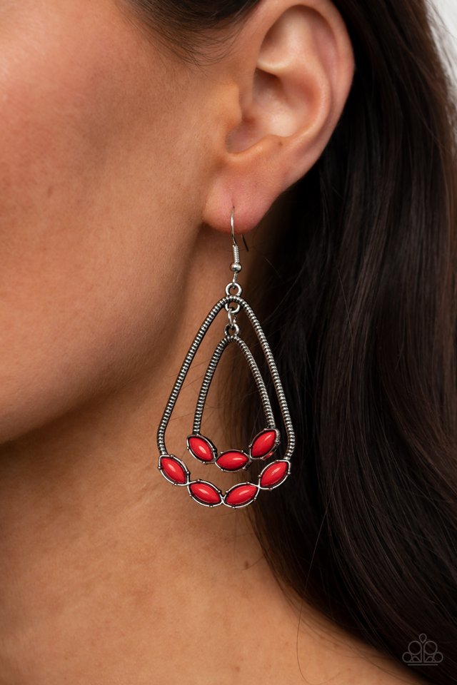 Summer Staycation - Red - Paparazzi Earring Image