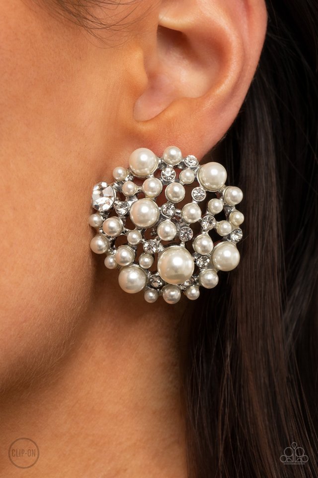 Head To Toe Twinkle - White - Paparazzi Earring Image