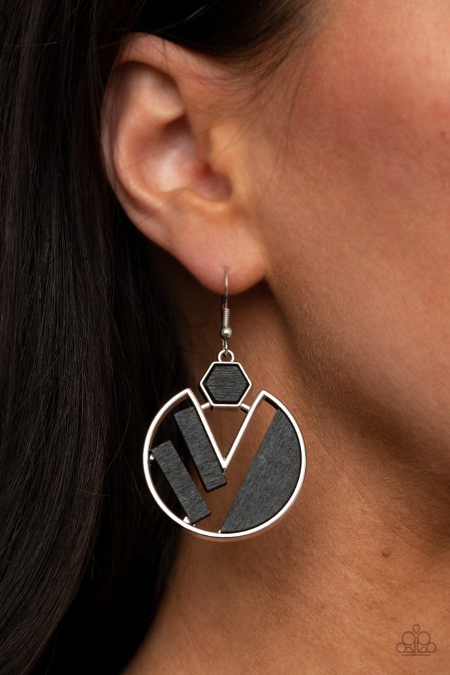 Petrified Posh - Black - Paparazzi Earring Image