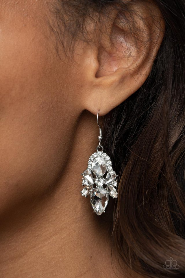 ​Stunning Starlet - White - Paparazzi Earring Image