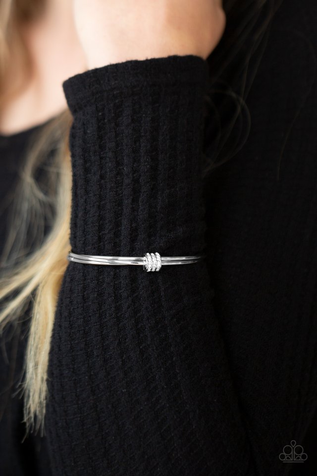 Roll Out The Rhinestones - White - Paparazzi Bracelet Image