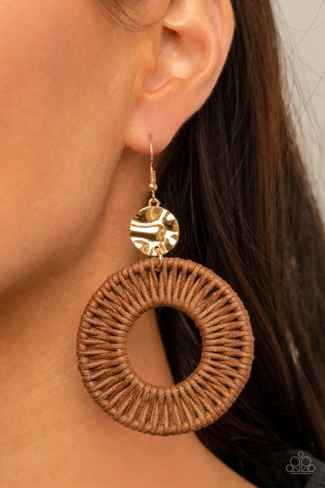 Total Basket Case - Brown - Paparazzi Earring Image
