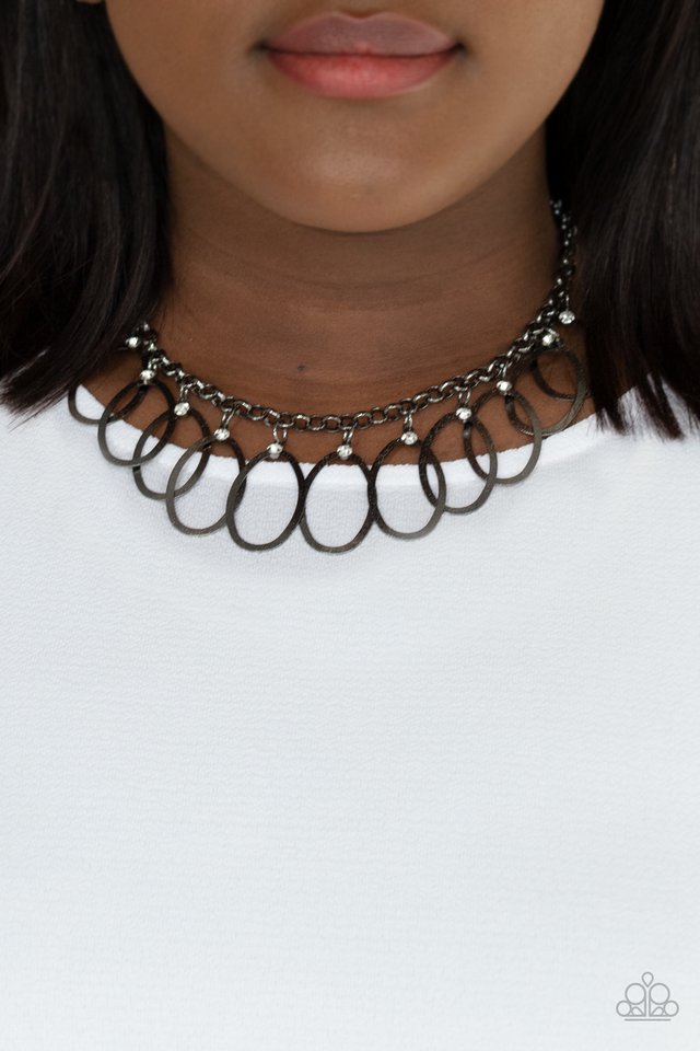Double OVAL-time - Black - Paparazzi Necklace Image