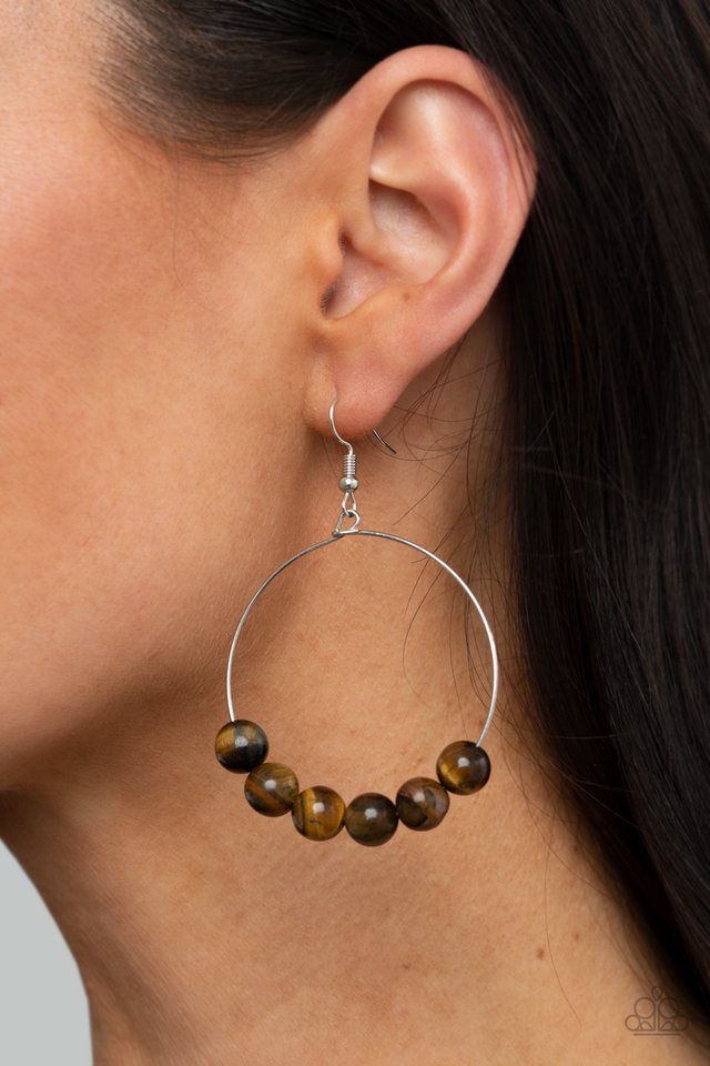 Let It Slide - Brown - Paparazzi Earring Image