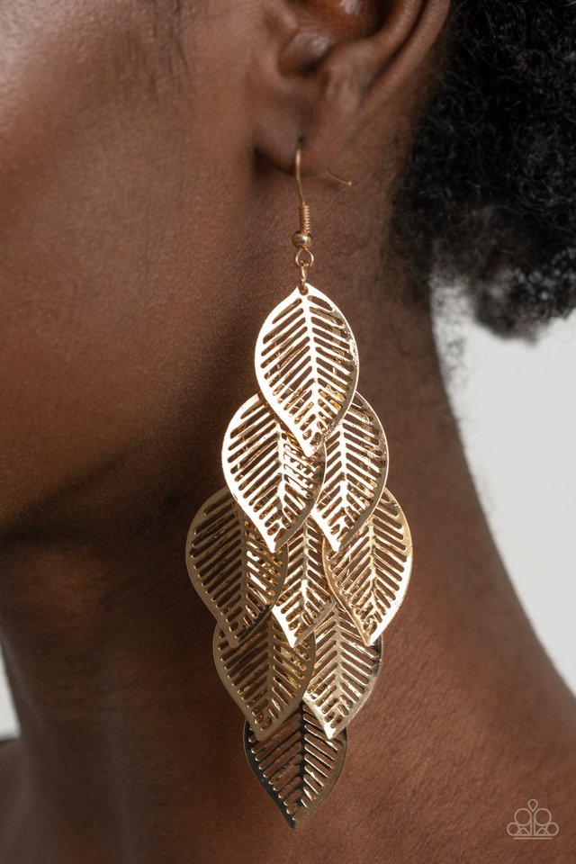 Limitlessly Leafy - Gold - Paparazzi Earring Image