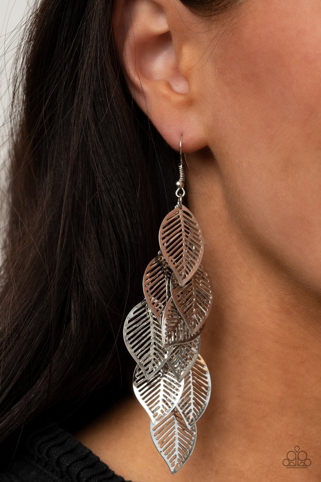 Limitlessly Leafy - Silver - Paparazzi Earring Image