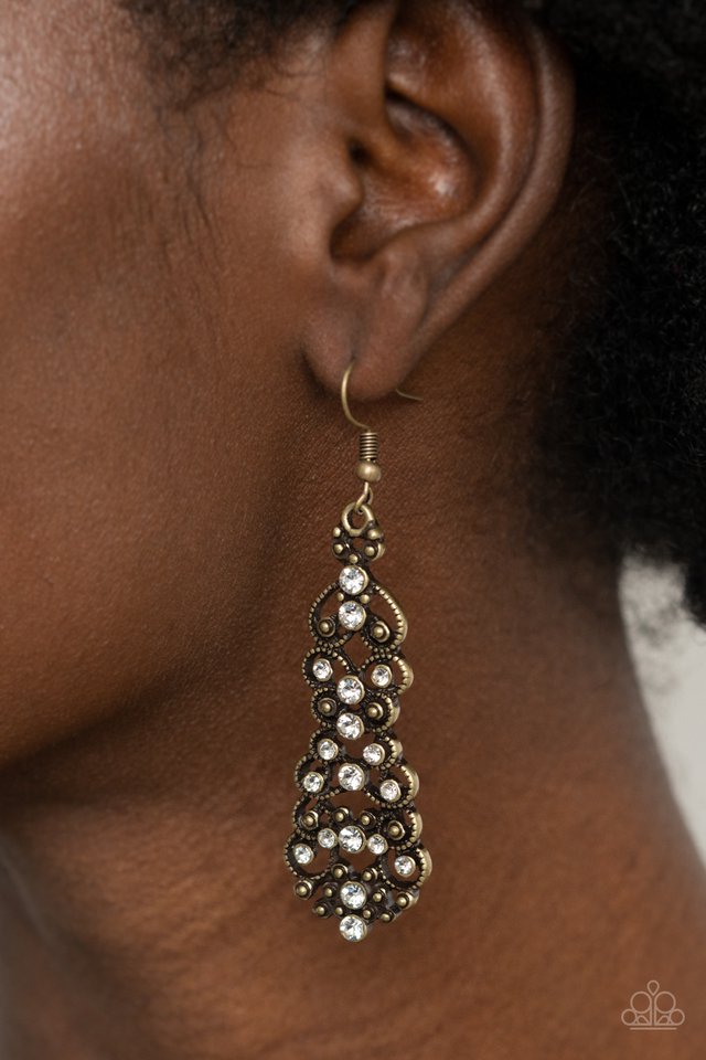 Diva Decorum - Brass - Paparazzi Earring Image