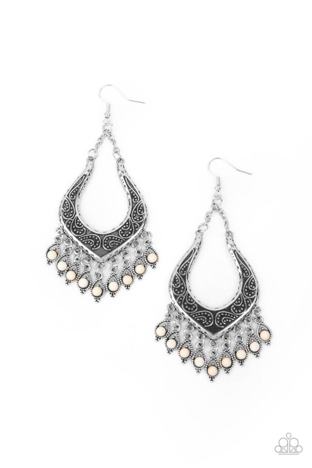 Sahara Fiesta - White - Paparazzi Earring Image