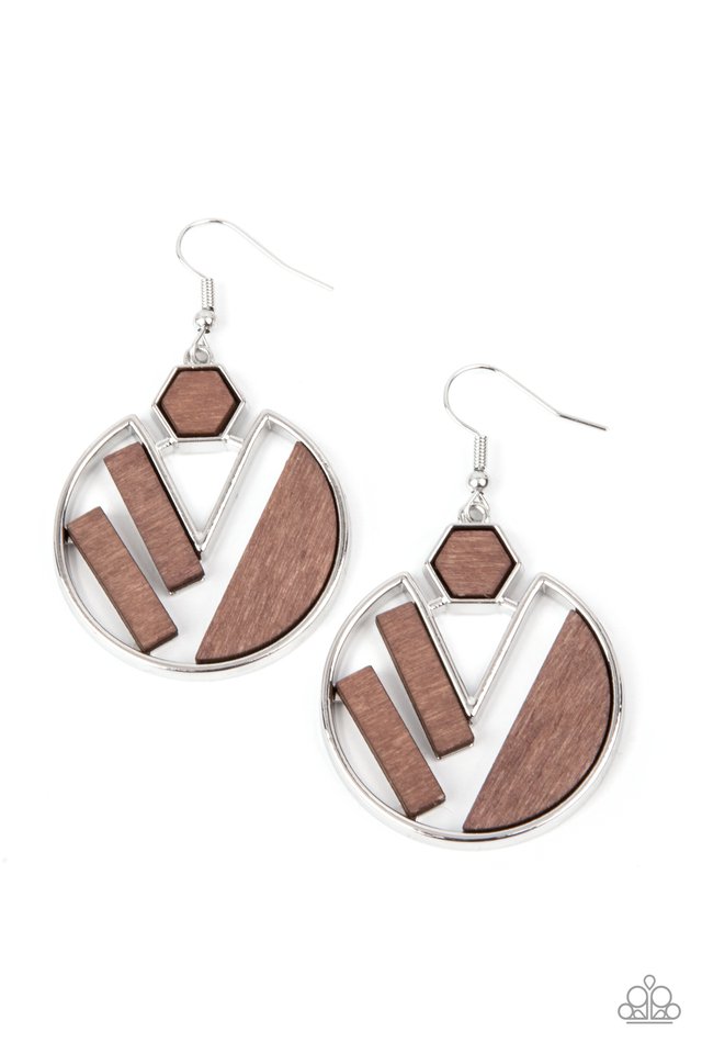 Petrified Posh - Brown - Paparazzi Earring Image