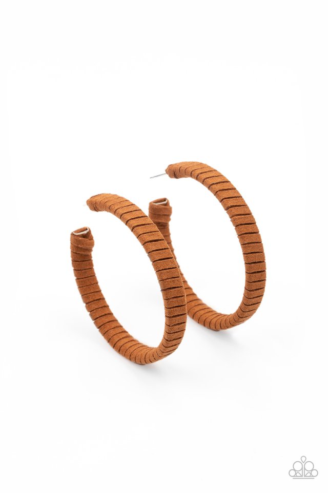 Suede Parade - Brown - Paparazzi Earring Image
