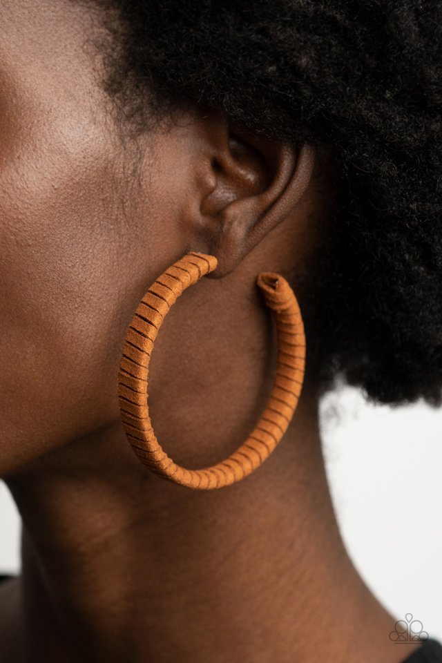 Suede Parade - Brown - Paparazzi Earring Image