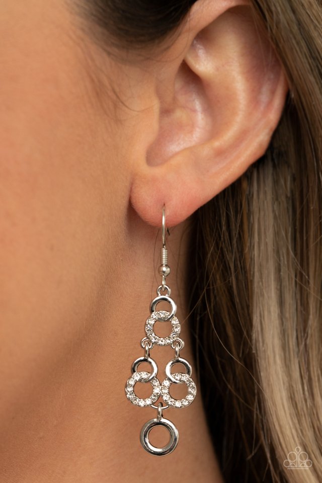 Luminously Linked - White - Paparazzi Earring Image