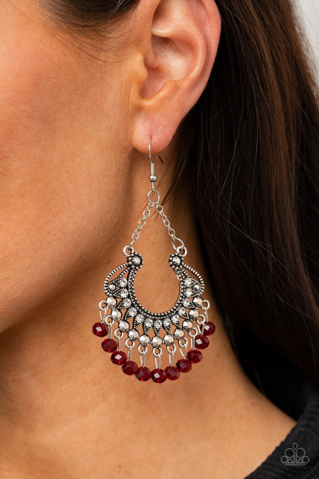 GLOW Down In Flames - Red - Paparazzi Earring Image