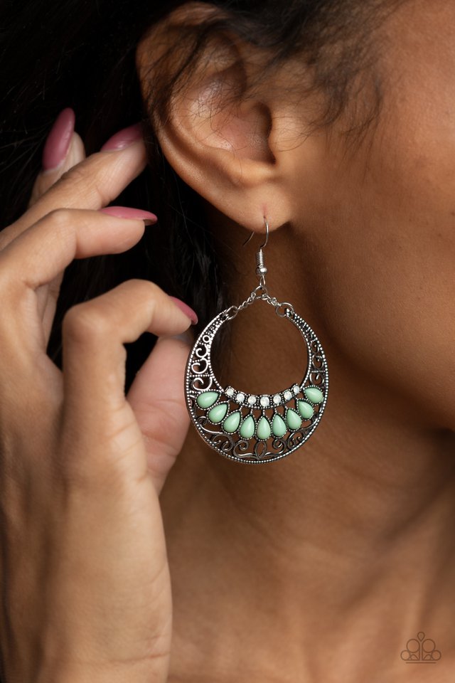 Crescent Couture - Green - Paparazzi Earring Image