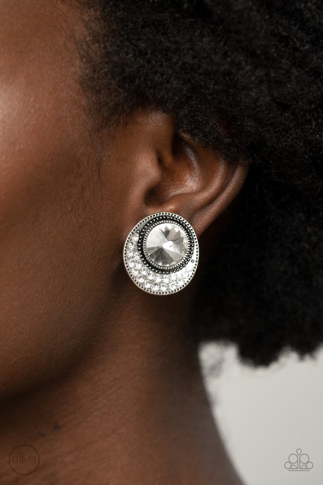 ​Off The RICHER-Scale - White - Paparazzi Earring Image