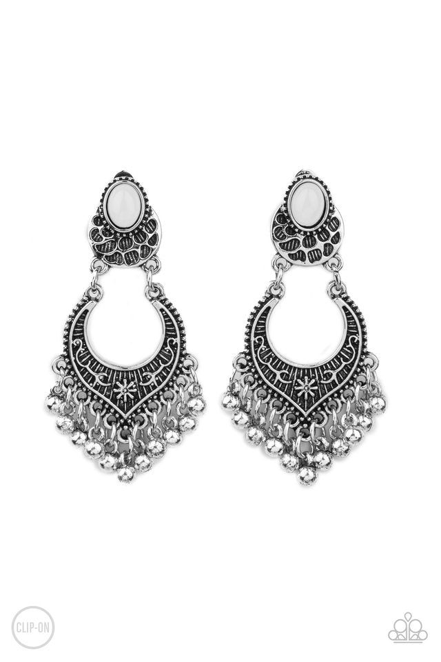 Summery Gardens - White - Paparazzi Earring Image