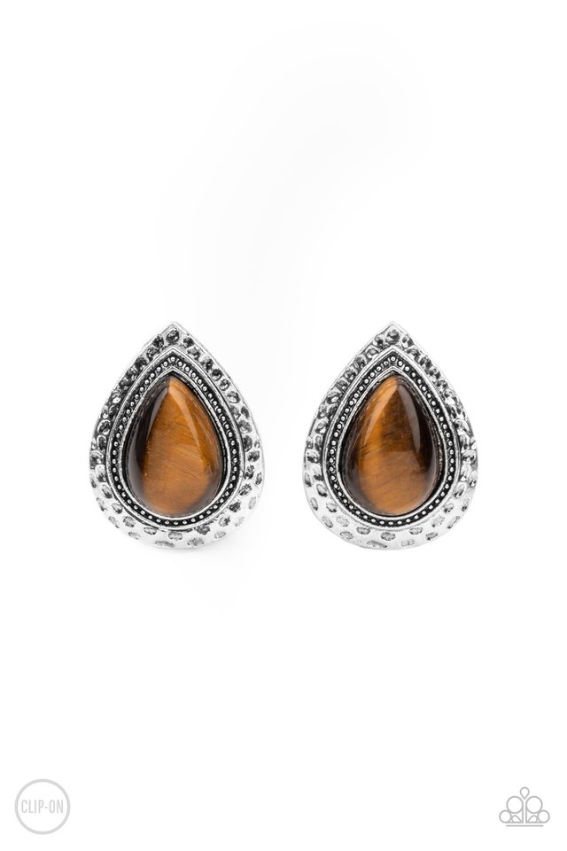 ​Desert Glow - Brown - Paparazzi Earring Image