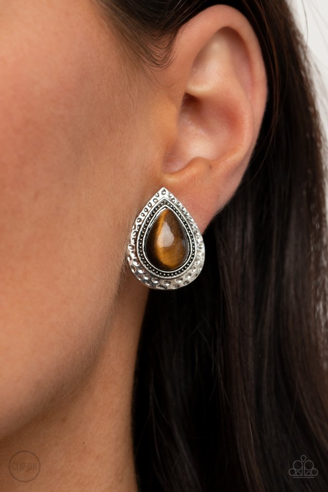 ​Desert Glow - Brown - Paparazzi Earring Image