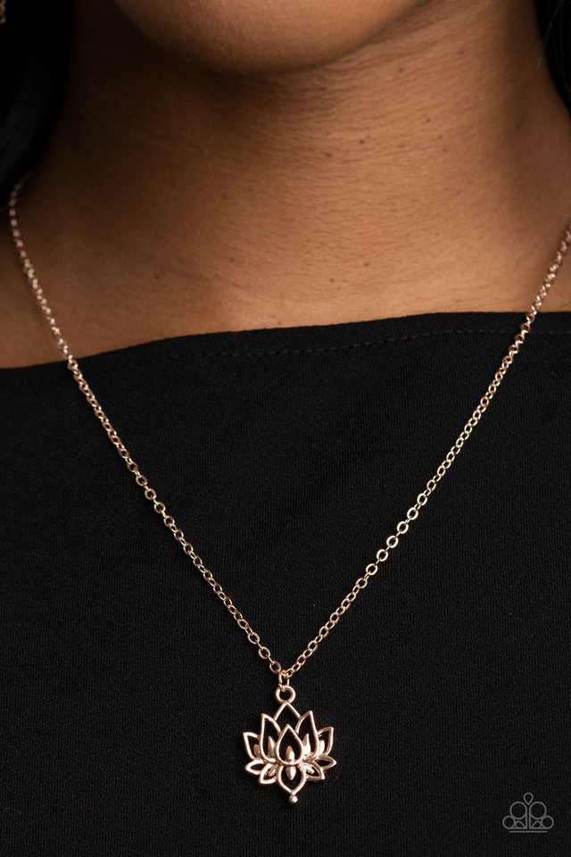 Lotus Retreat - Rose Gold - Paparazzi Necklace Image