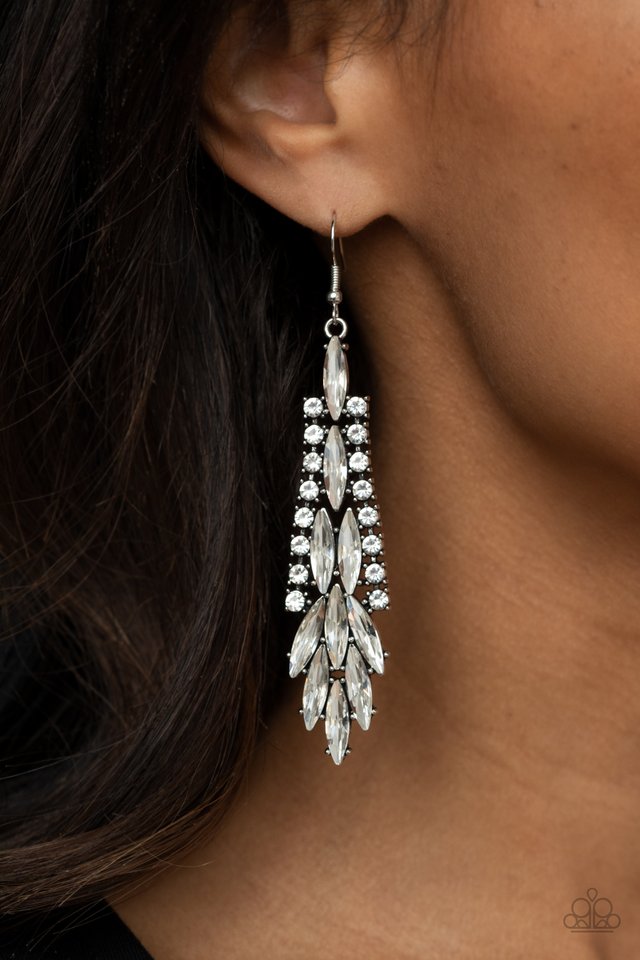 Crown Heiress - White - Paparazzi Earring Image