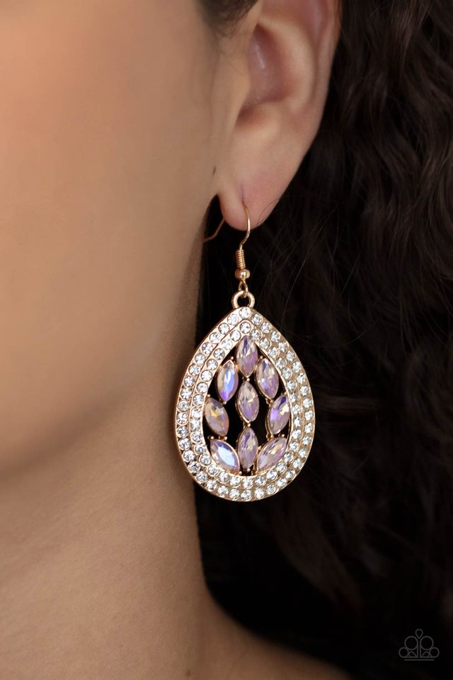 Encased Elegance - Gold - Paparazzi Earring Image