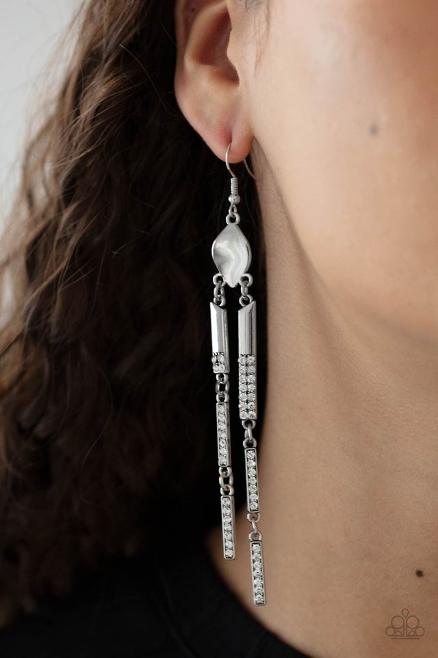 ​Defined Dazzle - White - Paparazzi Earring Image