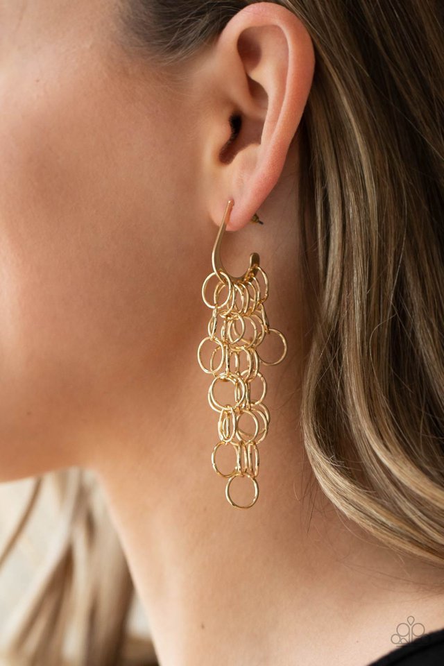 ​Long Live The Rebels - Gold - Paparazzi Earring Image