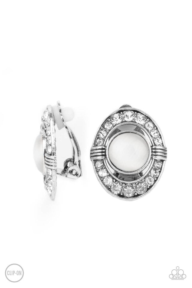 GLOW of Force - White - Paparazzi Earring Image