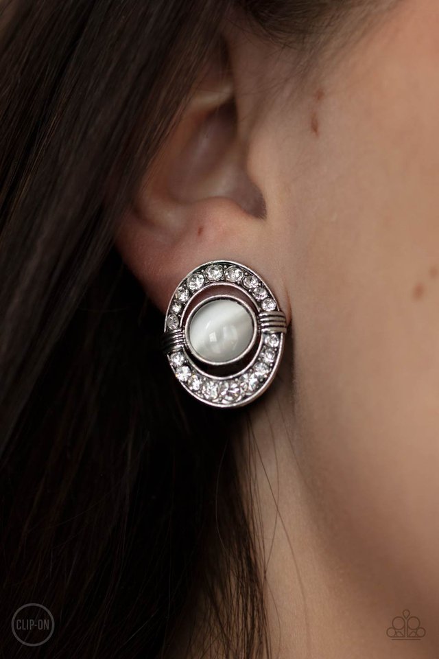 GLOW of Force - White - Paparazzi Earring Image