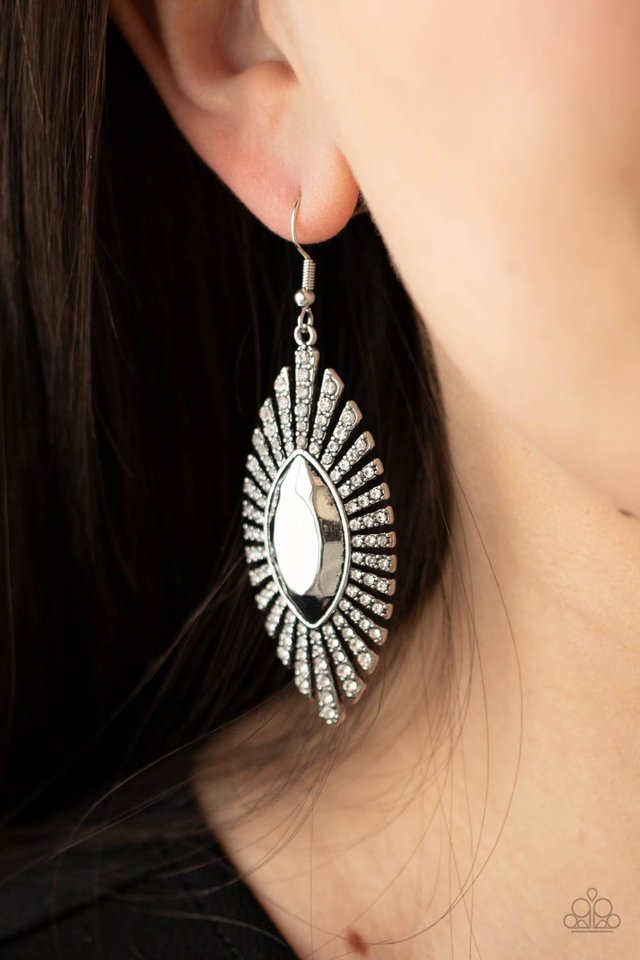 Who Is The FIERCEST Of Them All - White - Paparazzi Earring Image