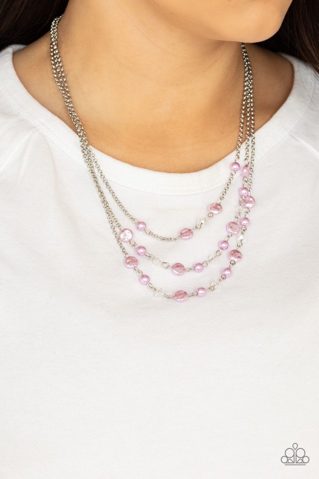 Let The Record GLOW - Purple - Paparazzi Necklace Image