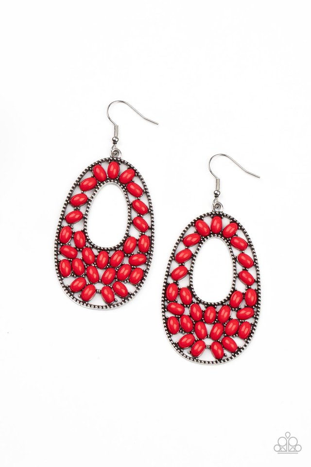 Beaded Shores - Red - Paparazzi Earring Image