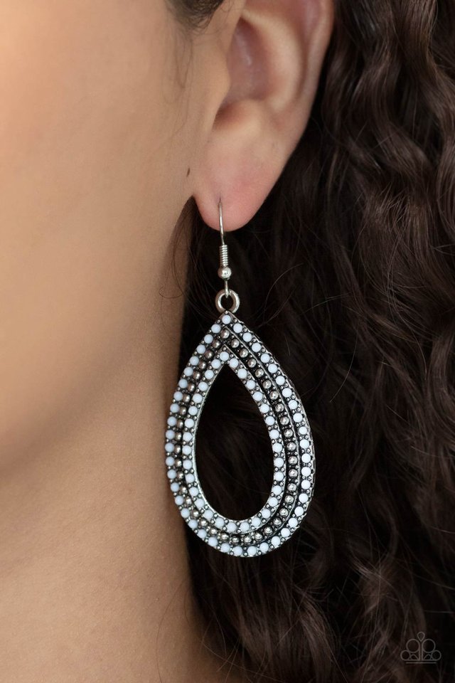Tear Tracks - White - Paparazzi Earring Image