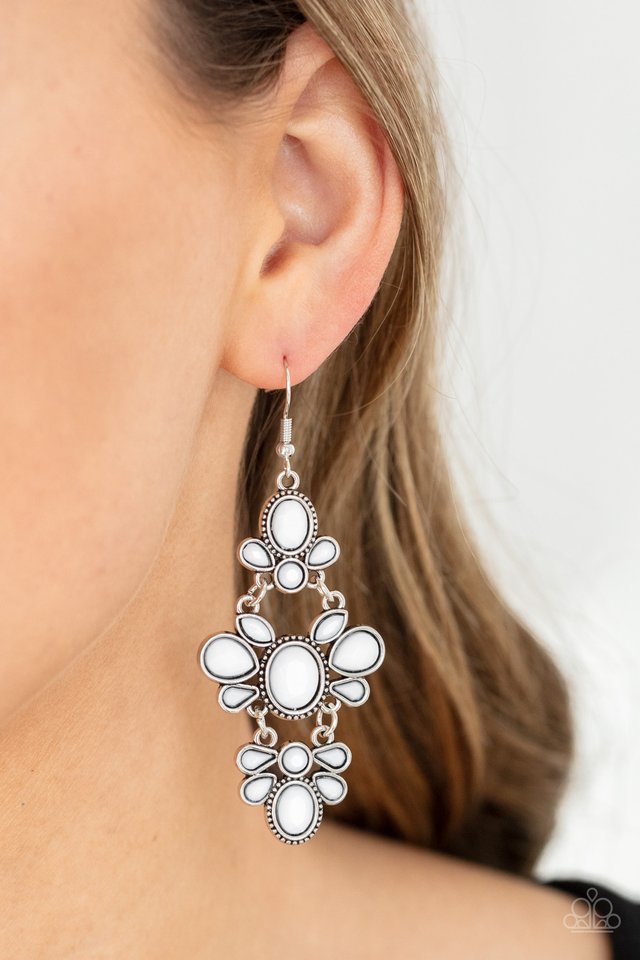 VACAY The Premises - White - Paparazzi Earring Image