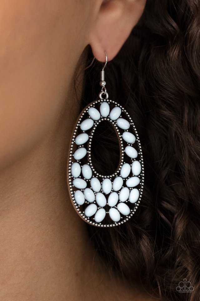 ​Beaded Shores - White - Paparazzi Earring Image