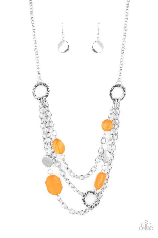Oceanside Spa - Orange - Paparazzi Necklace Image