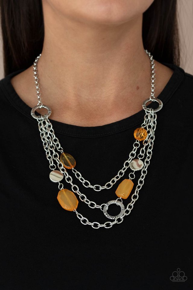 Oceanside Spa - Orange - Paparazzi Necklace Image