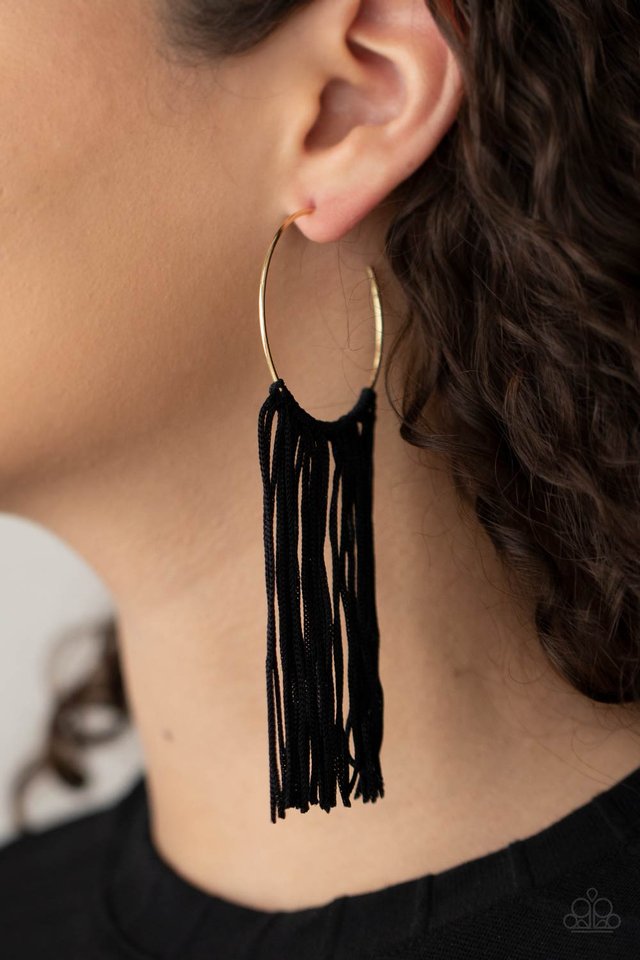 Flauntable Fringe - Gold - Paparazzi Earring Image