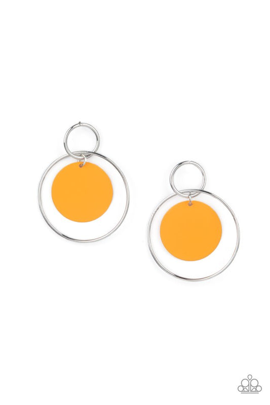 POP, Look, and Listen - Orange - Paparazzi Earring Image