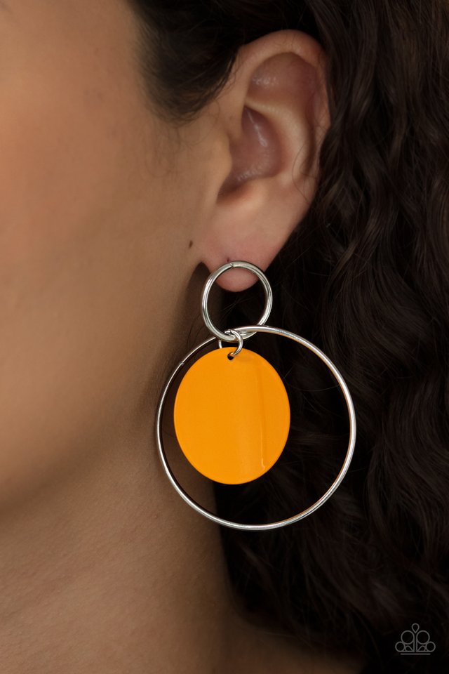 POP, Look, and Listen - Orange - Paparazzi Earring Image