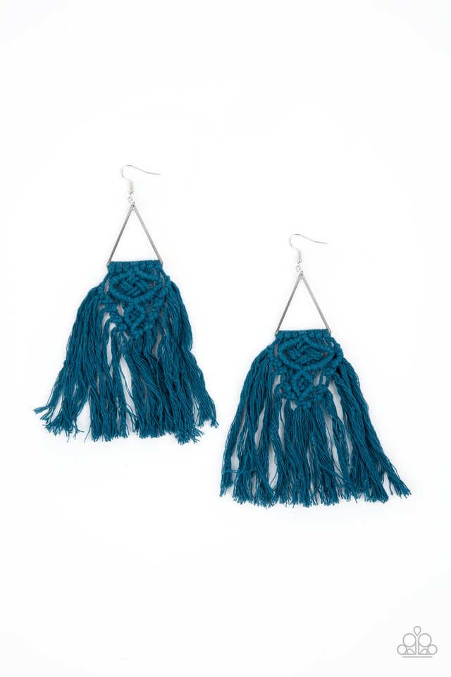 Modern Day Macrame - Blue - Paparazzi Earring Image