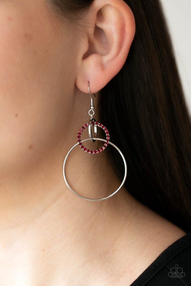In An Orderly Fashion - Red - Paparazzi Earring Image