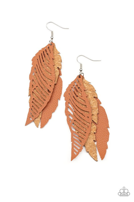 WINGING Off The Hook - Brown - Paparazzi Earring Image