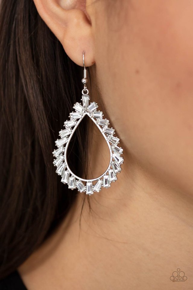 Stay Sharp - White - Paparazzi Earring Image