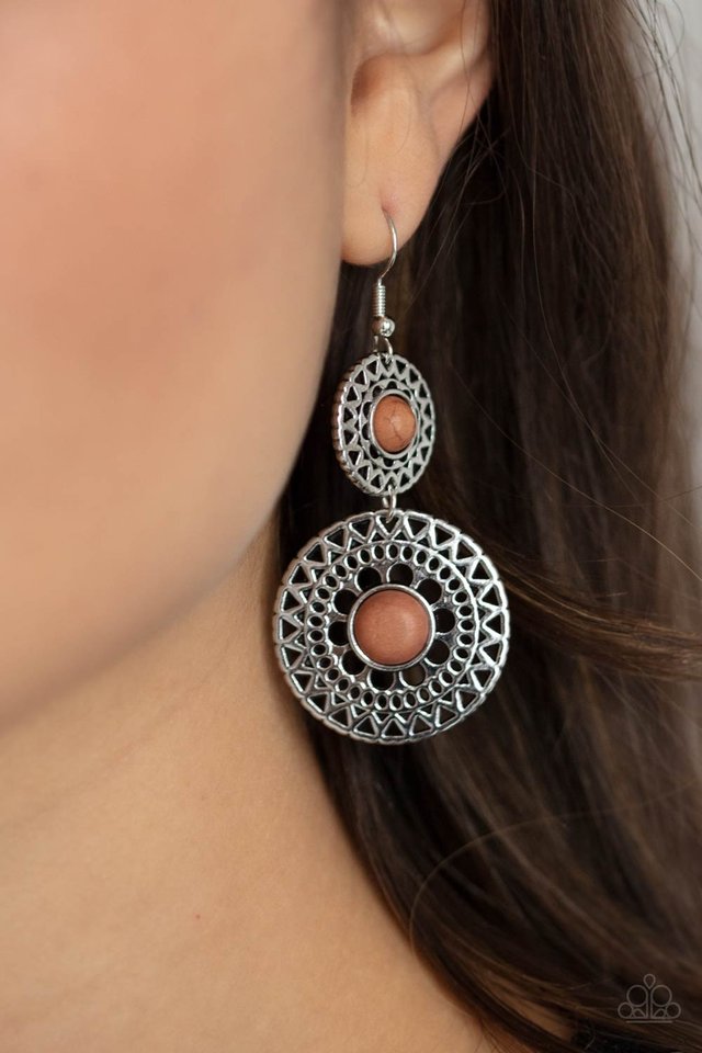 Sunny Sahara - Brown - Paparazzi Earring Image