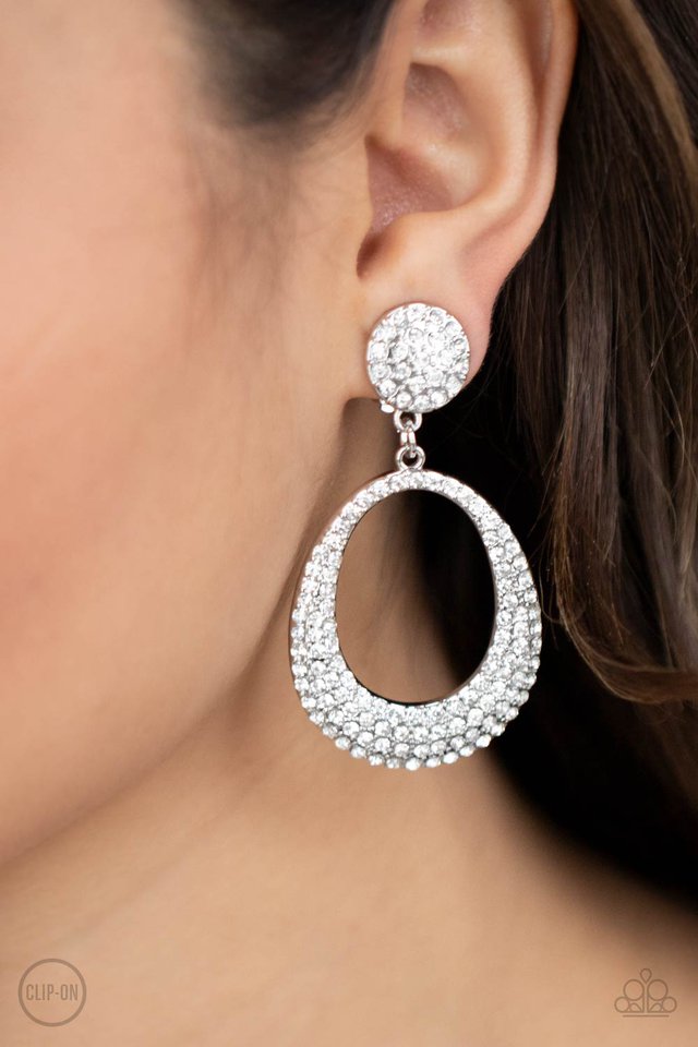 ​Sophisticated Smolder - White - Paparazzi Earring Image