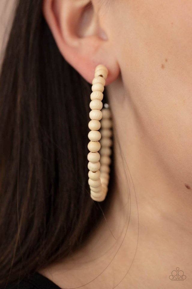 Should Have, Could Have, WOOD Have - White - Paparazzi Earring Image